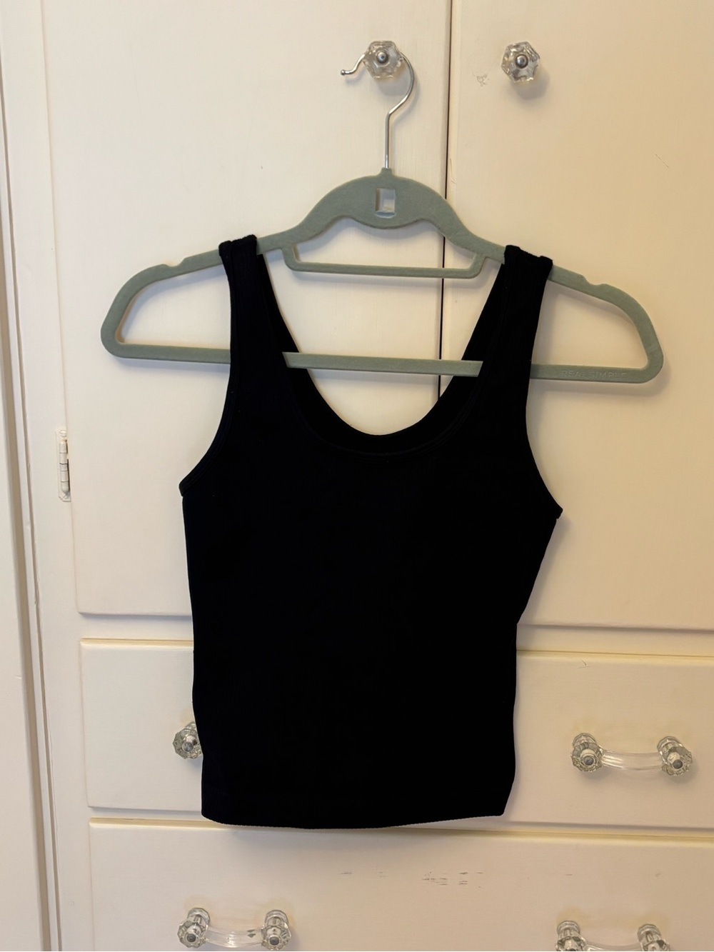 a new day Black Ribbed Tank Crop